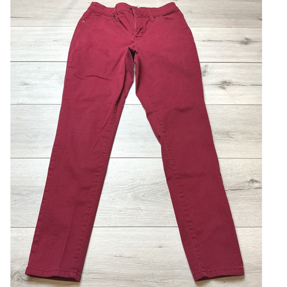Crown & Ivy High-Rise Skinny Stretch Cotton‎ Pants 4R Burgundy Red PreLoved